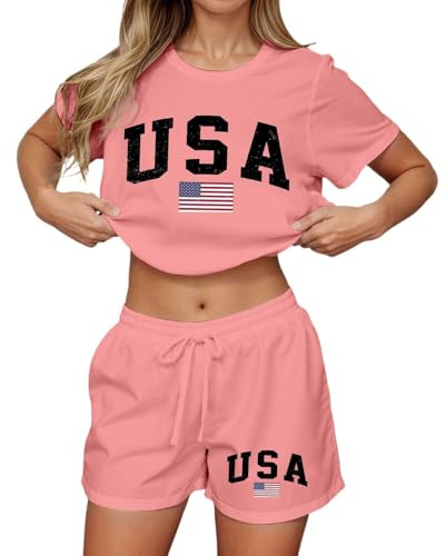 Generico Completo Donna Estivo con Top Corto e Pantaloncini per Attività Sportive Casual e Uso Quotidiano Comodo (M)