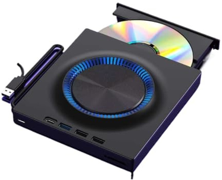 USB 3.0 Extern CD/DVD-enhet, Bärbar CD/DVD+/- RW-enhet/DVD-spelare av typ C med SD-kort