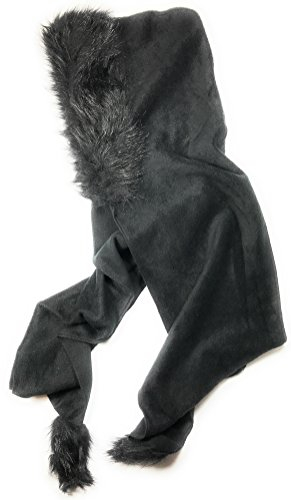 Realkontor Schalmütze Kapuzenschal Schal Mütze mit Webpelz viele Farben, Schwarz, Einheitsgröße