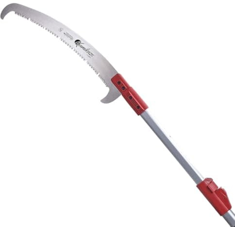 KAMIKAZE Serrucho Telescópico de Poda en Altura 1,5–4,5M con Sistema Easy Block, Hoja Curva SK-4 Cromada 360mm, Gancho Superior y Cortarramas, Mango Ergonómico Ligero con Funda Protectora