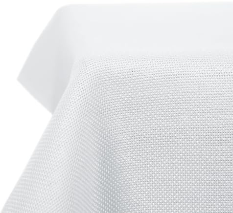 Deconovo Tischdecke Leinenoptik 150x300 cm, Wasserabweisend mit Lotuseffekt, Abwaschbar & Pflegeleicht, Eckig, Fleckschutz für Esstisch & Garten, Weiß