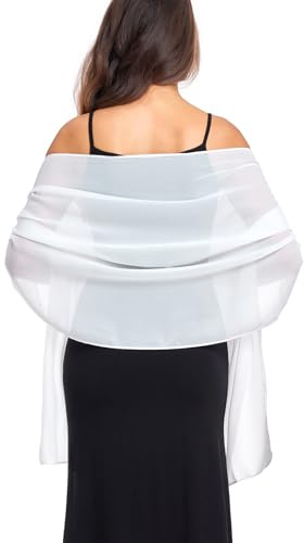 olyrjie Soft Chiffon Scarfs Shawls and Wraps for Evening Dresses Wedding Shawl Wraps Bridal Scarve for Women Ivory,one size