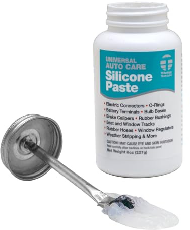 Tribology Tech-Lube Silicone Paste with Brush, Clear, 8 oz - Universal Automotive Care Sealant Dielectric Grease - Brake Calipers, Battery Terminals, Sunroof, Gaskets, Electrical Connectors, O-Rings