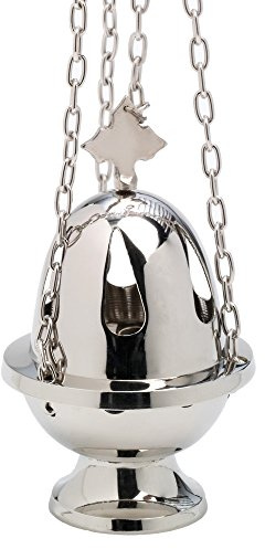 NKlaus Weihrauchschwenker mit Kette groß, 77cm Räucherfaß silbern, 1 Stück | Messing; Höhe: 16cm; Durchmesser: 9,5cm; Gewicht: 0,78kg; 80cm; weihrauchschwenker kupfer