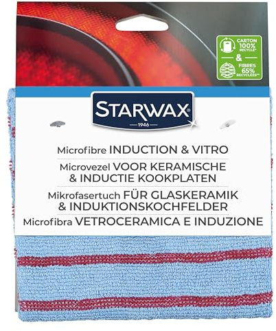 STARWAX - Microfibra speciale vetroceramica e induzione - Pulisce lo sporco e gli schizzi di grasso - Non graffia - Lavabile a 60° - Fibre 65% riciclate