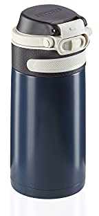 Leifheit Thermobecher Flip 350ml, Kaffeebecher 100% dicht, praktisches Öffnen mit einer Hand, Trinkbecher to go mit Filter für Wasser mit Obststücken, hält Getränke bis zu 6 Stunden heiß, dark blue
