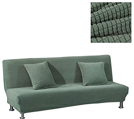 WINS Sofabezug für Schlafsofa, ohne Arme, dehnbar, rutschfest, Futonbezug, 1-Sitzer, Armee, Grün