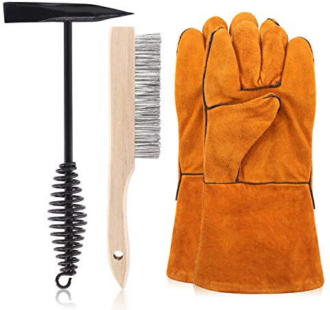Swpeet 4 martelli da 25,4 cm per rimuovere scorie, con guanti da saldatura, 25,4 cm, con manico a molla in acciaio, per la pulizia e la rimozione delle scorie