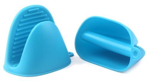 Oven Glove Thicken Silicone Pot Holder Mini Oven Mitts Heat Resistant Pinch Covers for Baking, Cooking, Bbq Grilling (Blue)