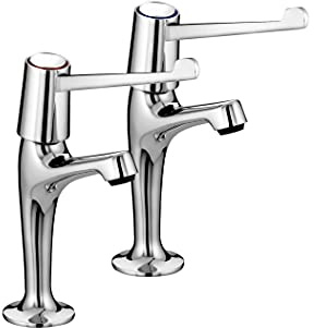 Bristan Lever Pillar Kitchen Tap, Chrome, VAL2 HNK C 6 CD | Classic design, Separate hot and cold taps, 6 lever handles, High neck, Kitchen mixer tap