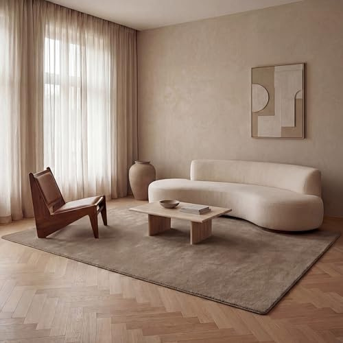 Jimri Moderner Teppich Wohnzimmer – Weich, Strapazierfähig & Pflegeleicht – Hochwertige Verarbeitung – Oeko-TEX Zertifiziert – Warmes Natürliches Beige, Rechteckig 200x290 cm