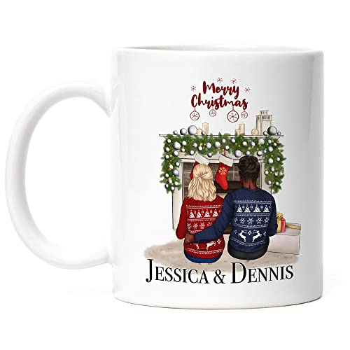 Kiddle-Design Paar Weihnachts-Tasse Personalisiert Namen Pärchen Geschenk Weihnachten Freund & Freundin Individuelle Pärchen Xmas