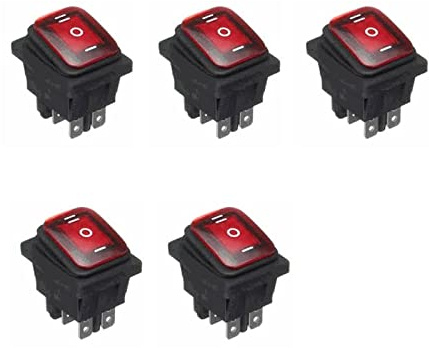 WANGCL 5 Stück Wippschalter 12V Wasserdicht LED Kippschalter Wechselschalter 3 Positionen 6 Pins für Auto Boot LKW Rot