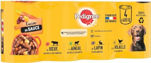 PEDIGREE Kochdosen in Sauce, 4 Sorten, für Erwachsene Hunde, 4 x 400 g