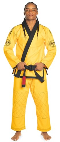 KO Sports Gear – Adult Yellow Gi Uniform Set, BJJ Jiu Jitsu Gi, Kimono and Pants, Pre-Shrunk (Yellow, A6)