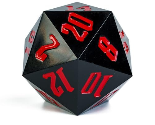 Poludie D20 Einzelwürfel, 55 mm, 20-seitige DND-Würfel, riesige D20 D&D-Polyedrische Würfel, groß, D20 für Dungeons and Dragons, RPG, MTG-Tischspiele (schwarz)
