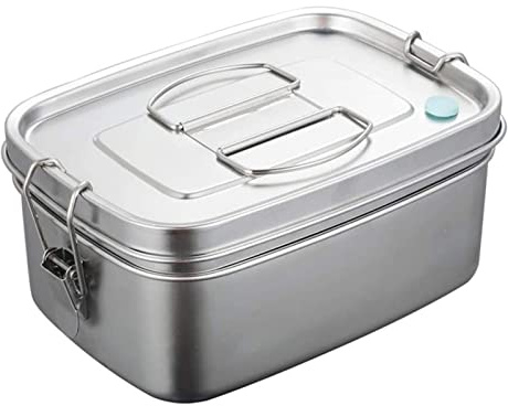 CHAMEEN Bento Box - Fiambrera de acero inoxidable (metal, 1500 ml, con divisor, para el desayuno, para el trabajo, picnic, viajes, etc.)