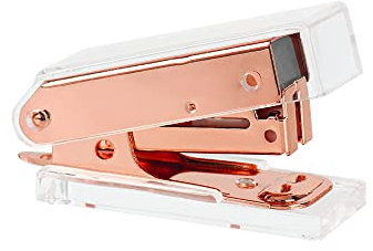 NatSumeBasics Rose Gold Mini Stapler, Clear Acrylic, 15 Sheets Capacity, Modern Style, Manual Operation