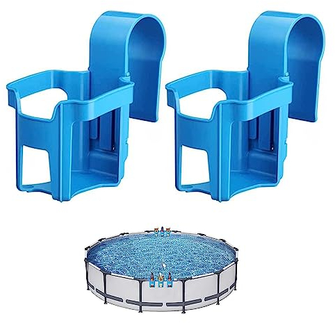 MEISO 2 Stück Pool Getränkehalter, Wasserbecher Hängehalter für Schwimmbecken aus Kunststoff, für Schwimmbäder und Whirlpool Ohne Verschütten - Poolzubehör