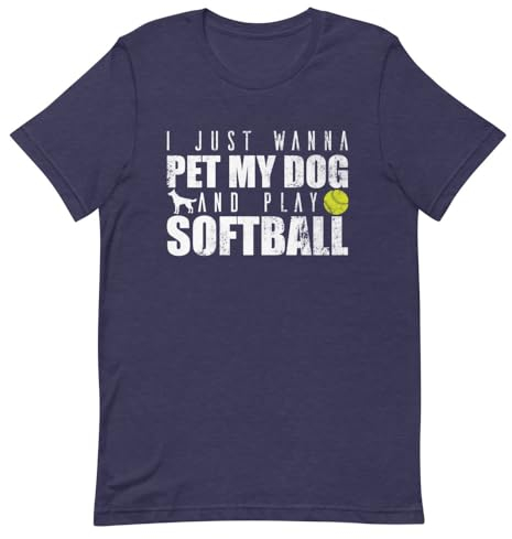 Teegarb Buchstaben Decke Haustier mein Hund und Softball unterstützt Krüge Wertschätzung Zitate T-Shirt, Ljung Mitternacht Marineblau, L