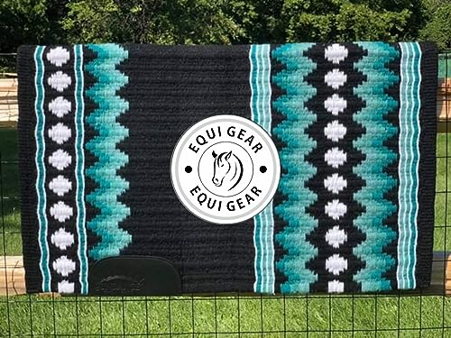 EQUIGEAR Western Show Horse Satteldecke aus neuseeländischer Wolle, Western-Design, handgefertigte Satteldecke, Wollpolster, Sensor Flex (Anpassung möglich), WW89 (34x34)