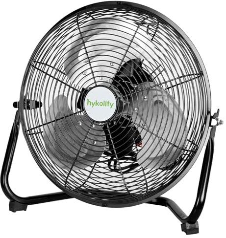 hykolity 1680 CFM 12 High Velocity Floor Fan, 3-Speed Powerful Airflow Fan with 180-Degree Tilt, Heavy Duty Metal Fan for Home, Bedroom, Residential Use