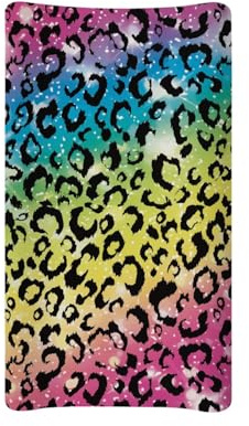 Wanyint Wickelunterlage für Jungen und Mädchen, buntes Leopardenmuster, ultraweich, atmungsaktiv, für Reisen, Workout, Regenbogen