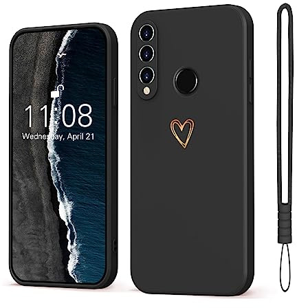Mitetabo für Handyhülle Huawei P30 Lite Hülle Edition Gold Liebesherz,Mädchen Case Weich Silikon Slim Stoßfest Kratzfeste Süßes Gold Love Schutzhülle für Huawei P30 Lite Schwarz
