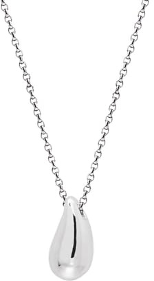 IMINI Dainty Teardrop Necklace for Women Girls Sterling Silver Minimalist Simple Tiny Oval Bead Beans Pear-Shaped Waterdrop Pendant Choker Fashion Adjustable Chain 18 Jewelry Gifts BFF (Silvery)