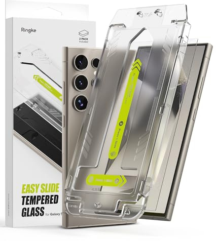 Ringke für Samsung Galaxy S24 Ultra Panzerglas [Easy Slide] | Easy Slide Tempered Glass [2 Stück] | HD-Klar Kratzfeste 9H Hartglas mit Installationskit