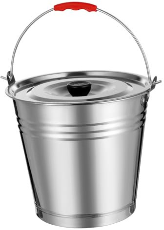 CIYODO Ascheeimer mit Deckel Edelstahl 8l Robust Kohlebehälter für Grill und Feuerstelle Aschebehälter für Drinnen und Draußen Multifunktionaler Aufbewahrungseimer