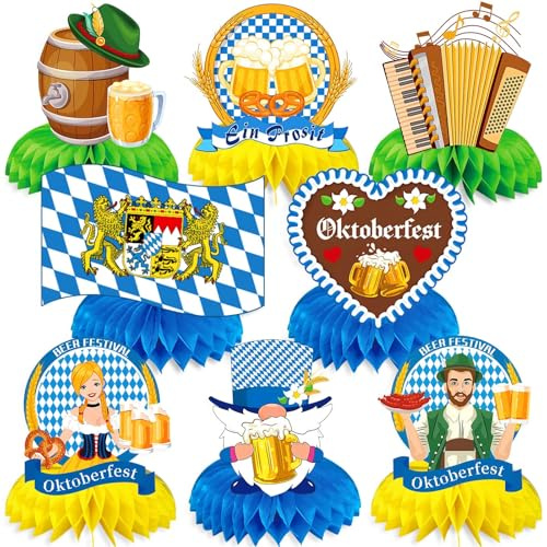 JULMELON 8 Stück Oktoberfest Deko Tischdeko Bierfest Bienenwabe Party | 3D, Bienenwaben, Bayerische Bierfest Tischdeko für Oktoberfestparty Tischdekorationen
