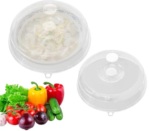Cache-plat pour micro-ondes – Protection contre les éclaboussures – Couvercle alimentaire transparent | Couvercle de de micro-ondes avec aérations, protection anti-éclaboussures perforée,