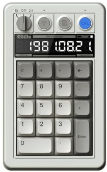 8Bitdo Pavé numérique mécanique rétro 18 touches, prend en charge le mode PC et calculatrice standard, bouton de raccourci calculatrice PC, Bluetooth/2,4 G/filaire pour Windows et Android - M Edition