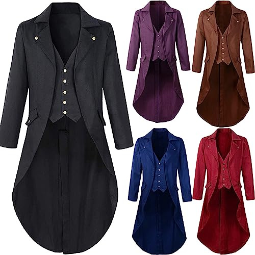 Gothic Frack Mantel Sale Herren Steampunk Strickjacke Mittelalter Kostüm Männer Viktorianisch Jacke Renaissance Kleidung Elegant Jacke Halloween Uniform Cosplay Smoking Kostüm Handsome Oberteile