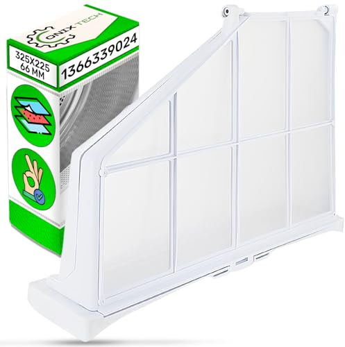 Filtro Pelusas para Secadora 325x225x66 mm con Código Original 1366339024 136633902/4 para Zunassi para AEG - Garantía de 5 Años - ONIX TECH