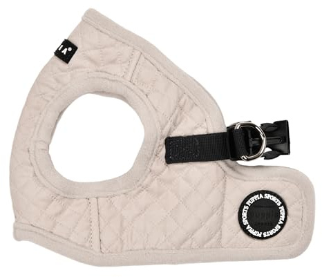 Puppia Irvin Vest Hundegeschirr, Step-in, warm, Winter, Rautenmuster für kleine und mittelgroße Hunde, Creme, Größe S