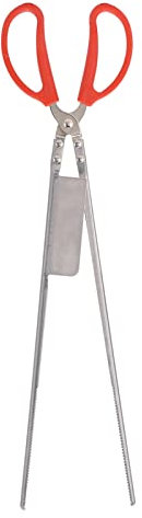 Pinzas para cangrejo, mangos de plástico de acero inoxidable, diseño de punta de ranura de 51cm de longitud, pinzas de tijera gruesas resistentes al calor para pesca (Straight Mouth)