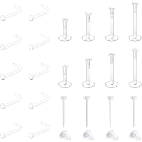 Briana Williams Klar Piercing Retainers Set Bioflex Lippe Nase Augenbraue Zunge Bauchnabel Piercing Ohr Ohrring Plastik