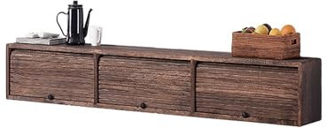 Schwebende Medienkonsole aus Holz unter dem Fernseher, schwebender Schrank, schwebender TV-Ständer zur Wandmontage mit Schiebetüren, Lagerschränke, Medienkonsole für Schlafzimmer, Wohnzimme