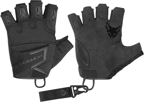 ACE Schakal Guanti senza dita - Guanti tattici senza dita - per paintball e tiro sportivo - Nero - S