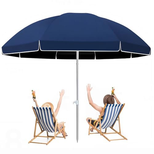 Parasol de Jardin Rond, Parasol de Table pour l'extérieur, Parasol de Plage Portable pour Balcon,Terrasse,Piscine,Hauteur Réglable et Protection Solaire UV50+(7.2ft/220cm)