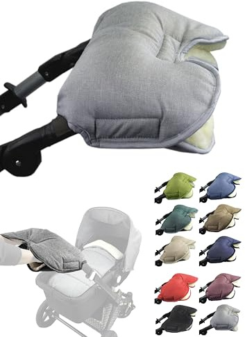 Muff handske [handvärmare för barnvagn] handmuff buggy med lammull vattentät vindtät universalstorlek för barnvagn, buggy, hjulsläp (melerad ljusgrå)