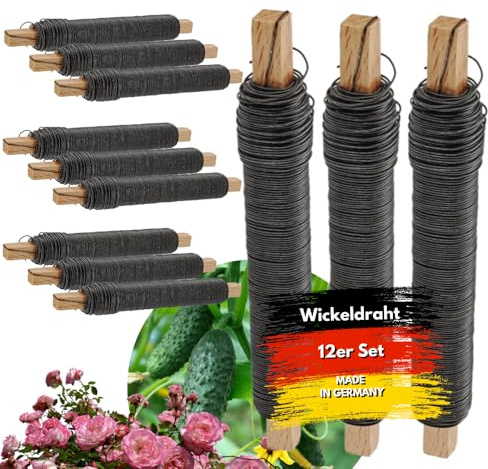JK Trends Premium Wickeldraht blau 480 m - 12er Set ⌀ 0,65mm - Basteldraht für Blumen, Garten, Haushalt, Werkstatt, Hobby, Bastelspaß, langlebiges Werkzeug für viele Anwendungen