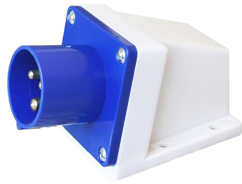 16Amp Plug, 3 Pin 240V IP44 2P+E Waterproof Industrial Connectors for Camping, Caravan, Workshop, Outdoor Use, Blue