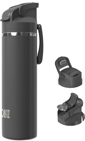 OISIZ Isolierte Edelstahl Trinkflasche 720ml mit 2 in 1 Strohhalmdeckel,Sicherheitsschloss mit einem Klick,100% auslaufsicher,hält 24 Stunden lang kalt,24 oz Vakuum Wasserflasche für Reisen und Sport