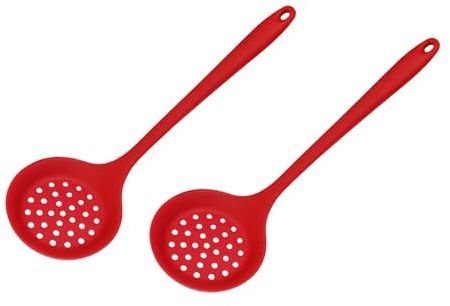 2 mestoli in silicone per schiumarola, cucchiaio scanalato con manico, cucchiaio per schiumarola, adatto per uso in cucina