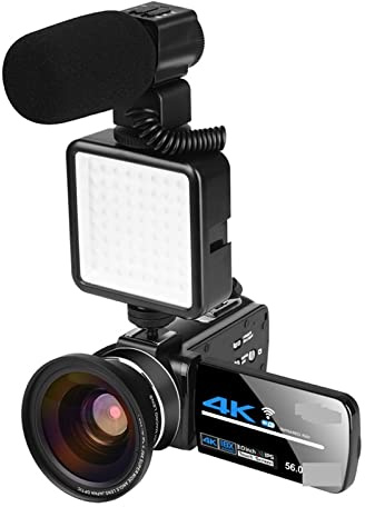 Caméra vidéo de Vision Nocturne 4K for la Prise de Vue en extérieur Caméscope numérique Streaming Vlog Recorder Cadeau pour débutants(64G SD Card,NA-U800-LT)