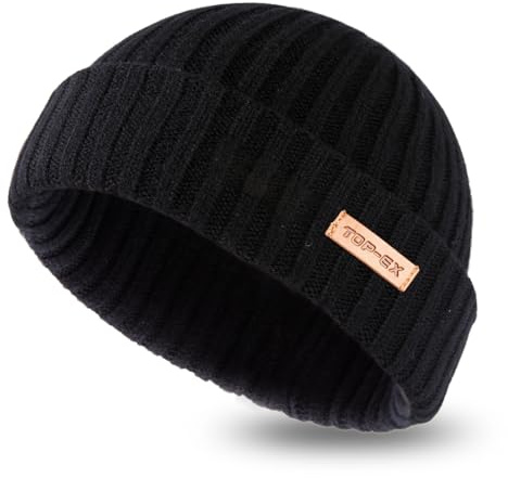 PolarWool 100 % merinoull L/XL/XXL troyer mössa klocka mössa ett lager 3 stilar varm vinter stickad mössa män kvinnor, svart, M-L