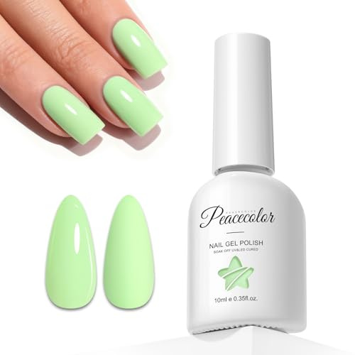 PEACECOLOR 10 ml UV-nagellack Grönt, gel Nagellack Soak-Off UV/LED Gel Nagellack för nagelsalong Manikyr Nagelkonst DIY hemma